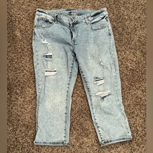Maurices Light Blue Distressed Ankle Jeans